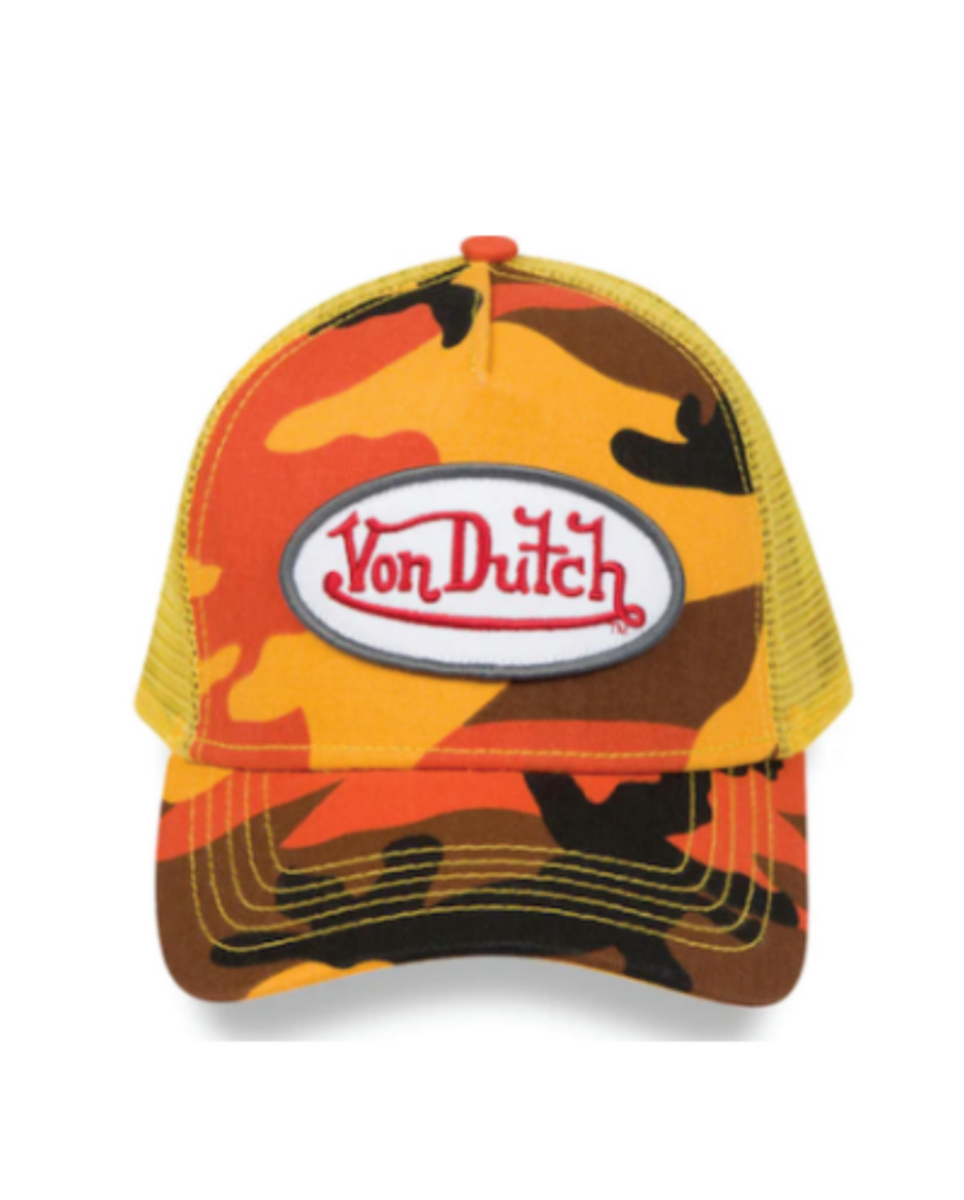 Von Dutch Hat , Rare Orange Green & Black Camo Snapback Trucker shops Hat