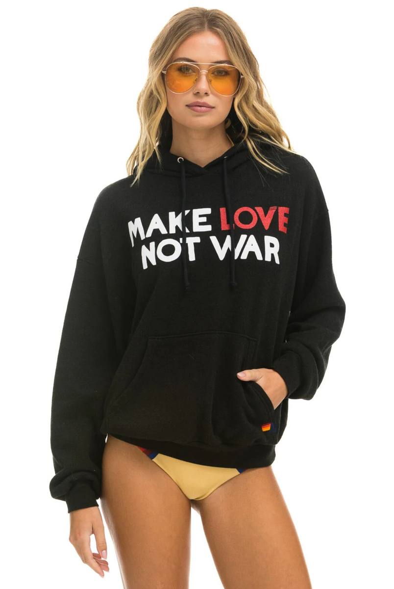 AVIATOR NATION MAKE LOVE NOT WAR RELAXED PULLOVER UNISEX HOODIE