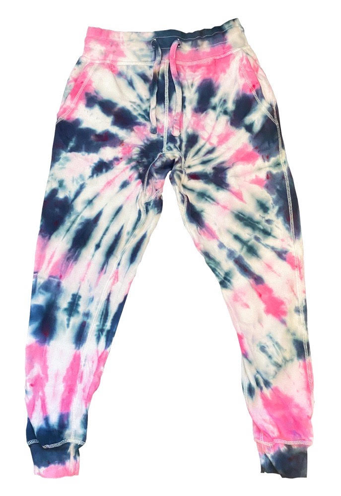 SINGER22 Exclusive Tie Dye Sweatpants in Rainbow Swirl/Black