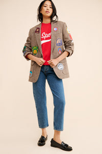 Riley Vintage All Patched Up Tweed Blazer ships in 2 weeks