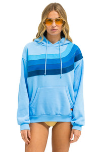 AVIATOR NATION WAVE STRIPE 4 PULLOVER UNISEX HOODIE RELAXED -SKY // BLUE