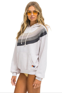 AVIATOR NATION WAVE STRIPE 4 UNISEX PULLOVER HOODIE RELAXED DOVE GREY/CHARCOAL