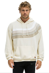 AVIATOR NATION WAVE STRIPE 4 PULLOVER UNISEX HOODIE RELAXED -VINTAGE WHITE/VINTAGE WHITE