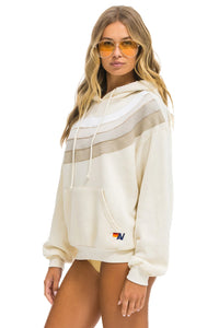 AVIATOR NATION WAVE STRIPE 4 PULLOVER UNISEX HOODIE RELAXED -VINTAGE WHITE/VINTAGE WHITE