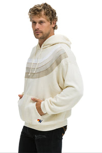 AVIATOR NATION WAVE STRIPE 4 PULLOVER UNISEX HOODIE RELAXED -VINTAGE WHITE/VINTAGE WHITE