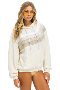 AVIATOR NATION WAVE STRIPE 4 PULLOVER UNISEX HOODIE RELAXED -VINTAGE WHITE/VINTAGE WHITE