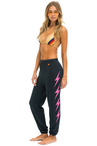 AVIATOR NATION BOLT 4 WOMENS SWEATPANTS - CHARCOAL-NEON PINK