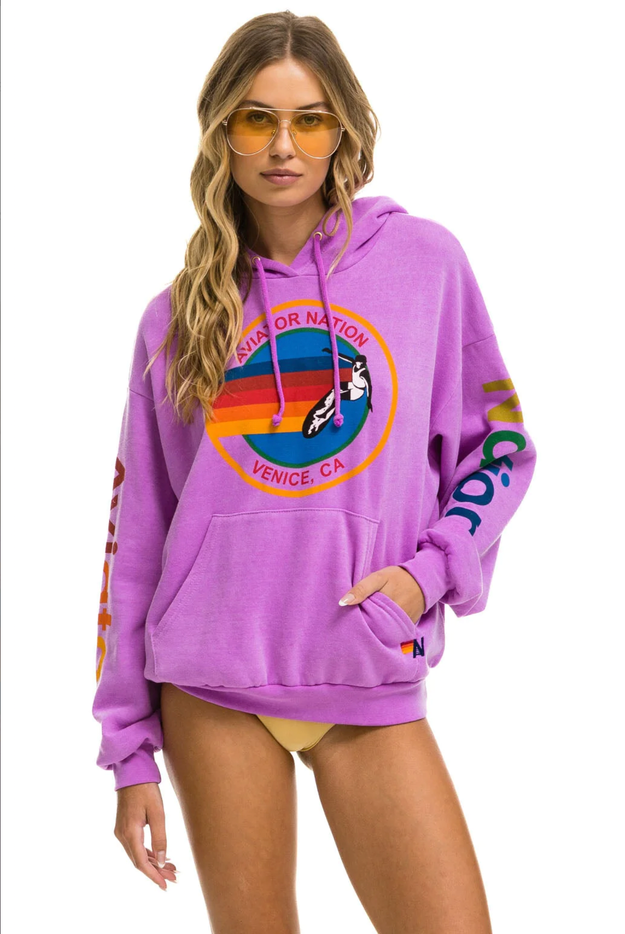 LOGO PULLOVER RELAXED HOODIE - NEON PINK