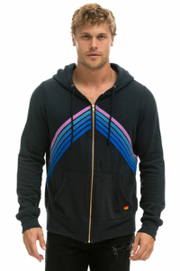 AVIATOR NATION MOUNTAIN STITCH CHEVRON ZIP HOODIE - CHARCOAL // BLUE // PURPLE UNISEX