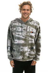 AVIATOR NATION HAND DYED PULLOVER HOODIE RELAXED - TIE DYE GREY // OLIVE