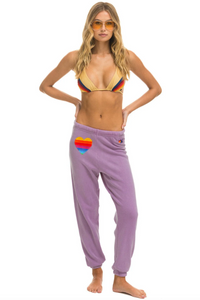 AVIATOR NATION RAINBOW HEART STITCH SWEATPANTS - MAUVE