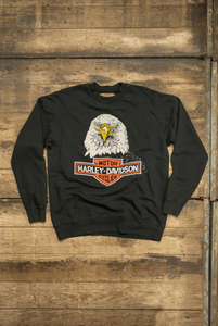 MADEWORN HARLEY DAVIDSON EAGLE UNISEX CLASSIC CREW SWEATSHIRT IN COAL