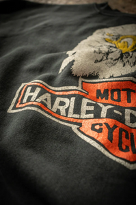 MADEWORN HARLEY DAVIDSON EAGLE UNISEX CLASSIC CREW SWEATSHIRT IN COAL