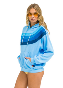 AVIATOR NATION WAVE STRIPE 4 PULLOVER UNISEX HOODIE RELAXED -SKY // BLUE