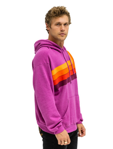 AVIATOR NATION WAVE STRIPE 4 PULLOVER UNISEX HOODIE RELAXED -MAGENTA/ORANGE