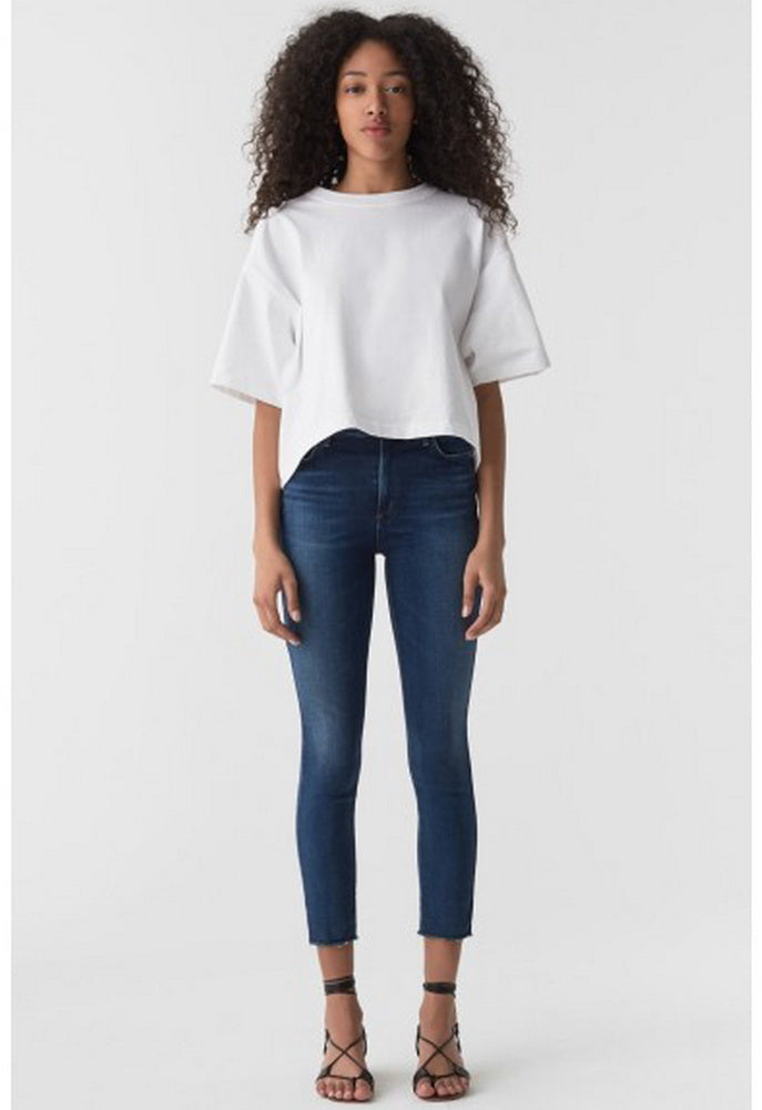 AGOLDE Sophie High Rise Crop Skinny Jean With Raw Hem in Claremont