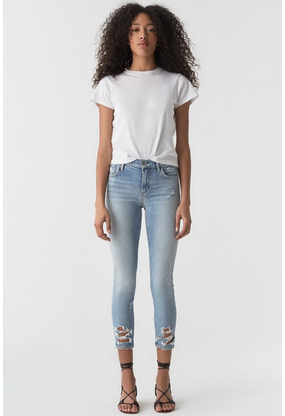 AGOLDE Sophie Crop Jean With Chewed Hem and Waistband in