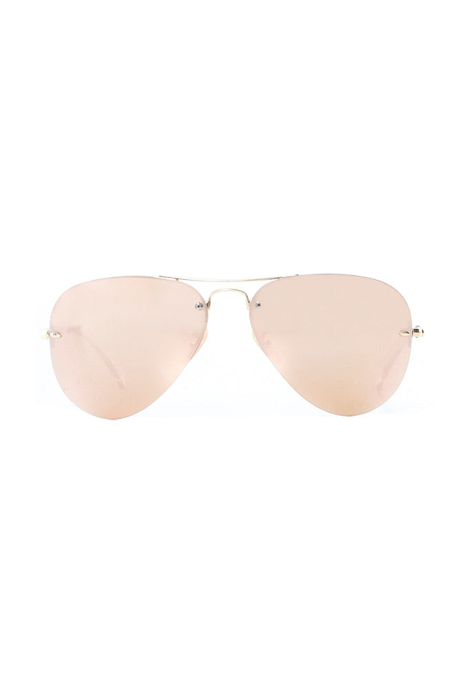 Ray-Ban RB3449 Rimless Metallic Aviator Sunglasses in Gold/Copper