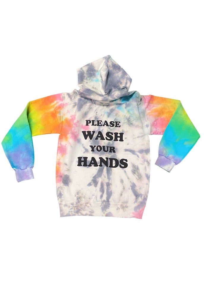 Please wash your hands tie dye hoodie clearance