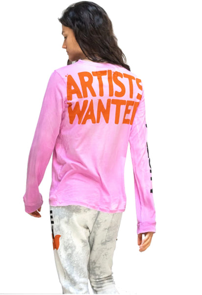 FREE CITY Artists Wanted Long Sleeve Tee in Pinkgumm